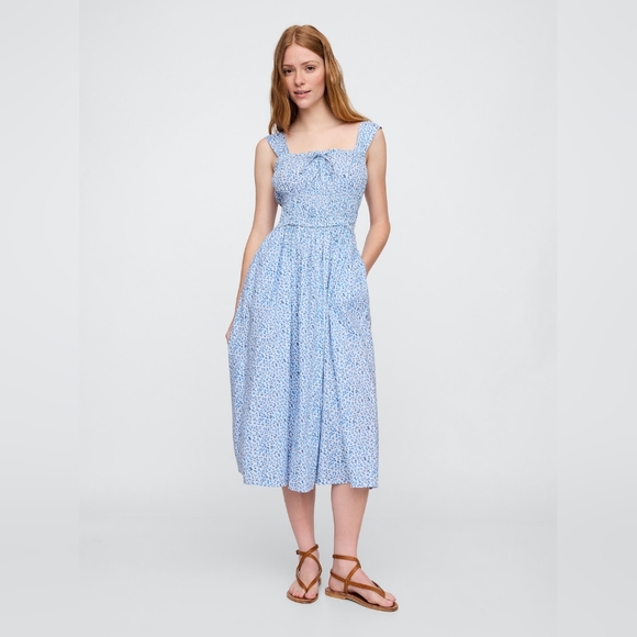 GAP Dresses & Skirts - NWT GAP Smocked Midi Dress Light Blue Floral